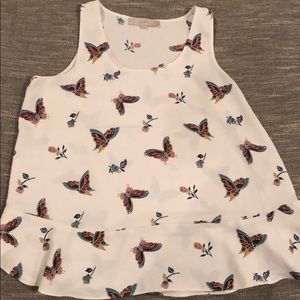 Loft▪️White Flowy Bufferfly Tank in Medium Petite